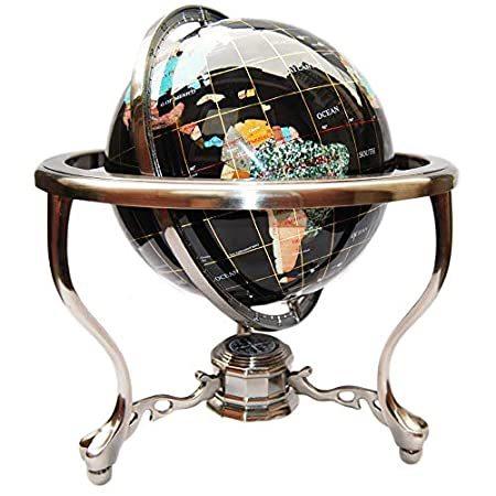 [ユニークアート]Unique Art Since 1996 14 BLACK ONYX GEMSTONE GLOBE with Silver Sta