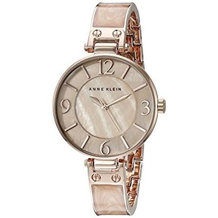 Anne Klein Women's AK/2210BMRG Rose Gold-Tone and Pink Marbleized Bangle Wa