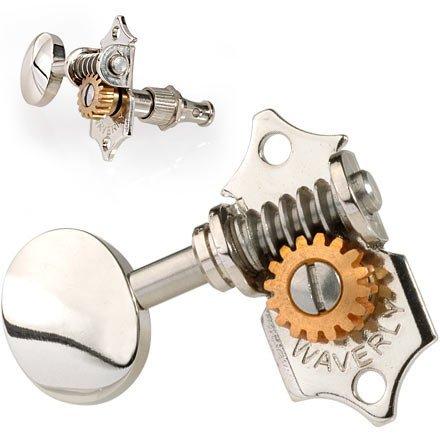 Waverly Guitar Tuners with Vintage Oval Knobs, for Solid Pegheads, Nickel,