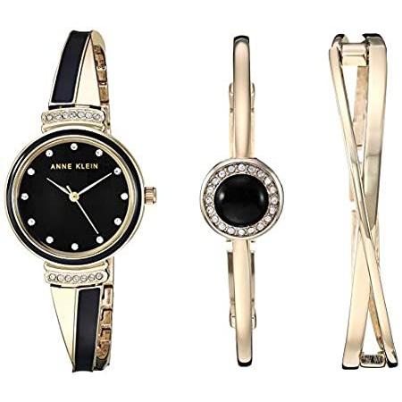 Anne Klein Women's AK/3292BKST Premium Crystal Accented Gold-Tone and Black