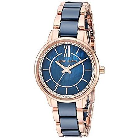 Anne Klein Women's AK/3344NVRG Premium Crystal Accented Rose Gold-Tone and