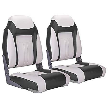 NORTHCAPTAIN S1 Deluxe High Back Folding Boat Seat(2 Seats),White Charcoal,