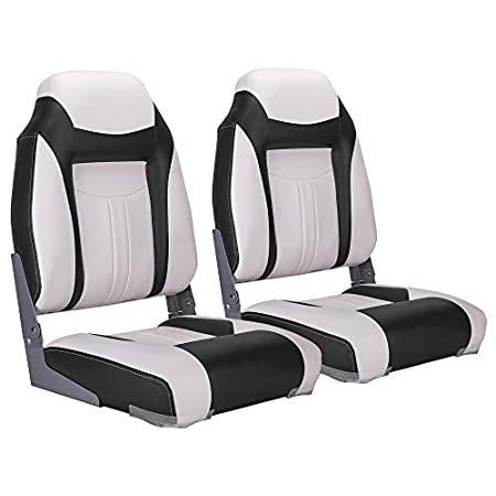 NORTHCAPTAIN S1 Deluxe High Back Folding Boat Seat(2 Seats),White Black,Sta