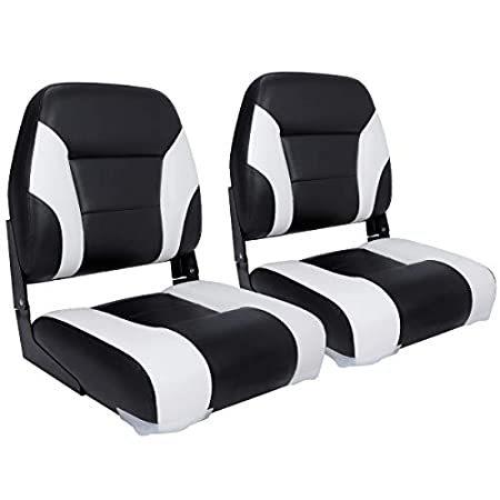 NORTHCAPTAIN T2 Deluxe Low Back Folding Boat Seat White Black(2 Seats)