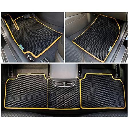 Goodyear　Custom　Fit　All-Weather　Car　Floor　a　Shape　Black　Dirt,　Elantra　Diamond　Liquid,　for　Rain　Yellow　Traps　Liner　Hyundai　2017-2020,　Pc.　Liners　Set,