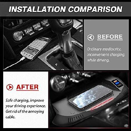 車載ワイヤレス充電器　for　フォード　2019　2016　2015　Charging　Panel,　Center　Console　Phone　Accessory　with　2018　Charger　2020　15W　2017　Fast　Pad　マスタング　QC