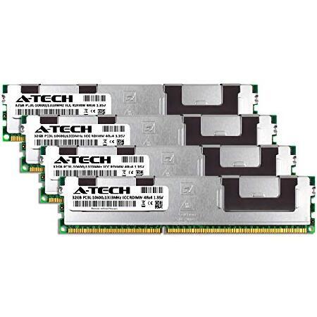 アウトレット限定モデル A-Tech 128GB (4 x 32GB) DDR3/DDR3L 1333 MHz PC3L-10600R ECC RDIMM 4Rx4 1.35V ECC Registered DIMM 240-Pin Server ＆ Workstation RAM メモリ Upgrade Kit