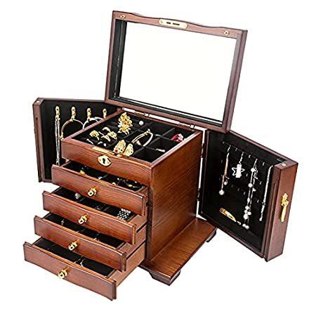 Extra Large Jewelry Armoire for Women Organizer Box Lock stand Wood Cabinet
