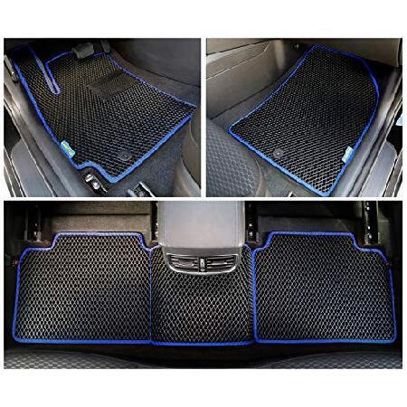 Goodyear　Custom　Fit　Rain　Liners　Hyundai　All-Weather　for　Elantra　Car　Liquid,　Diamond　Traps　Set,　Blue　Floor　Pc.　Liner　Dirt,　2017-2020,　and　Shape　Black