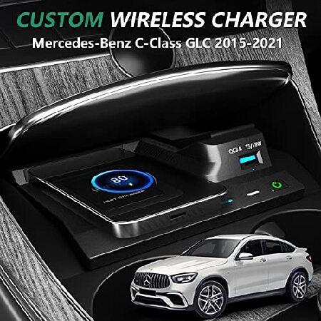 車載ワイヤレス充電器　for　メルセデスベンツ　GLC　Fast　Phone　Charging　2015-2022,　C-Class　メルセデスベンツ　Pad　C180　Charger　for　C200　AMG　15W　C260　C300　C450