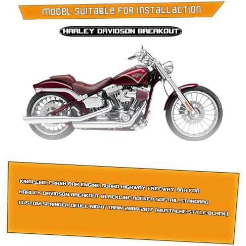 並行輸入品 Kinglemc クラッシュバー エンジンガード ハーレーダビッドソン FXソフテイルモデル 2000-2017 Mustache Style-Chrome_5