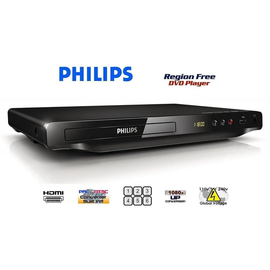 【完全1年保証/3年延長可】 PHILIPS フィリップス DVP3690K リージョンフリーDVDプレーヤー/簡易カラオケ機能/HDMI