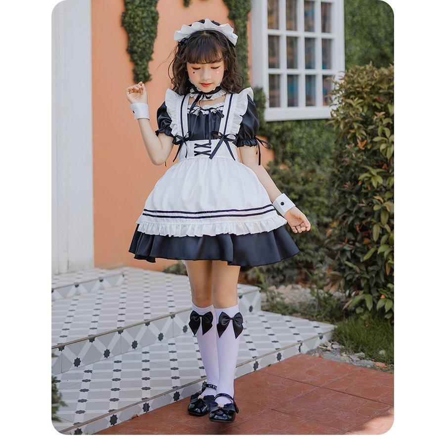 子供メイド服ロリータドレス姫様ワンピース女の子ゴスロリ キッズ ハロウィン仮装コスプレ衣装ドレスlolitaエプロン カチューシャ フルセット｜argonaute-store｜07