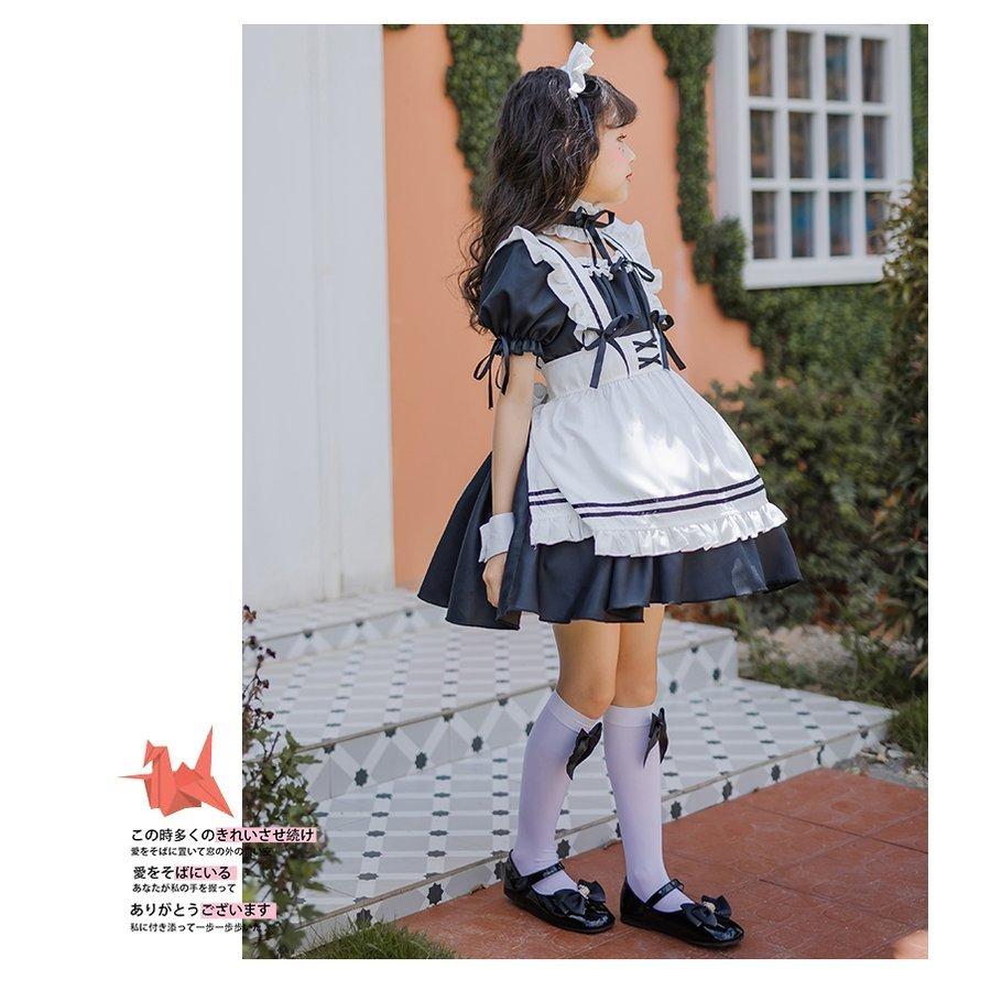 子供メイド服ロリータドレス姫様ワンピース女の子ゴスロリ キッズ ハロウィン仮装コスプレ衣装ドレスlolitaエプロン カチューシャ フルセット｜argonaute-store｜09