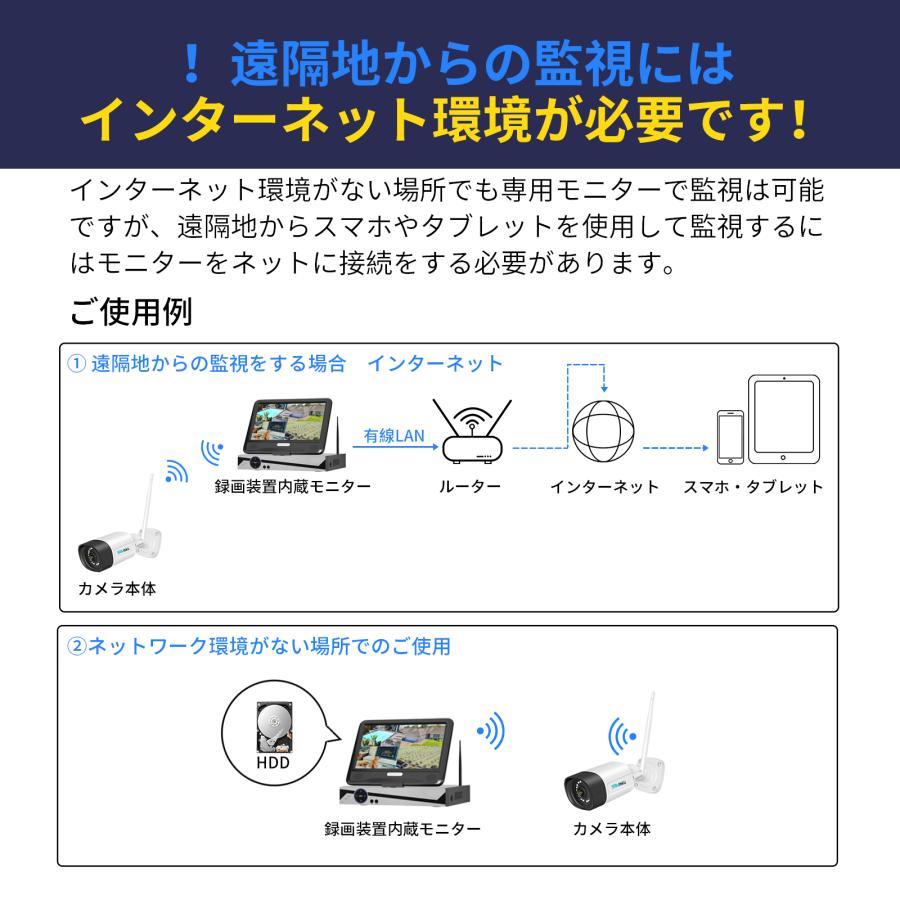 防犯カメラ 屋外 wifi ワイヤレス 家庭用 カメラ4台 セット 10.1インチ モニター付き 無線 赤外線LEDカメラ スマホ遠隔監視 10チャンネルまで増設可 |  | 04