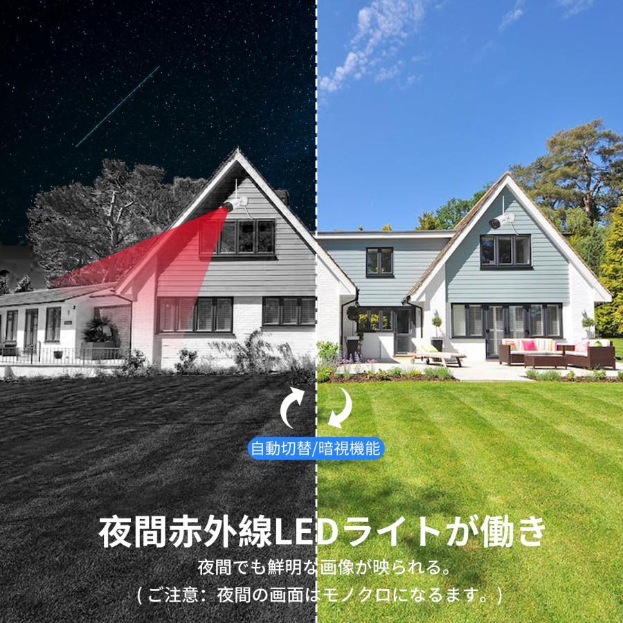 防犯カメラ 屋外 wifi ワイヤレス 家庭用 カメラ4台 セット 10.1インチ モニター付き 無線 赤外線LEDカメラ スマホ遠隔監視 10チャンネルまで増設可 |  | 09