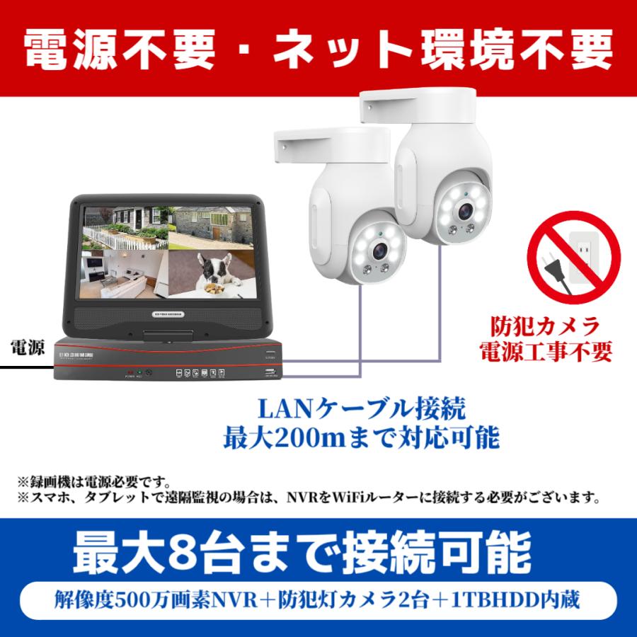 防犯カメラ 屋外 POE給電  家庭用 双方向通話可 暗視撮影 AI検知 業務用 防水 監視カメラ 常時録画 スマホ遠隔監視 500万画素 モニター付き HDD付き |  | 02