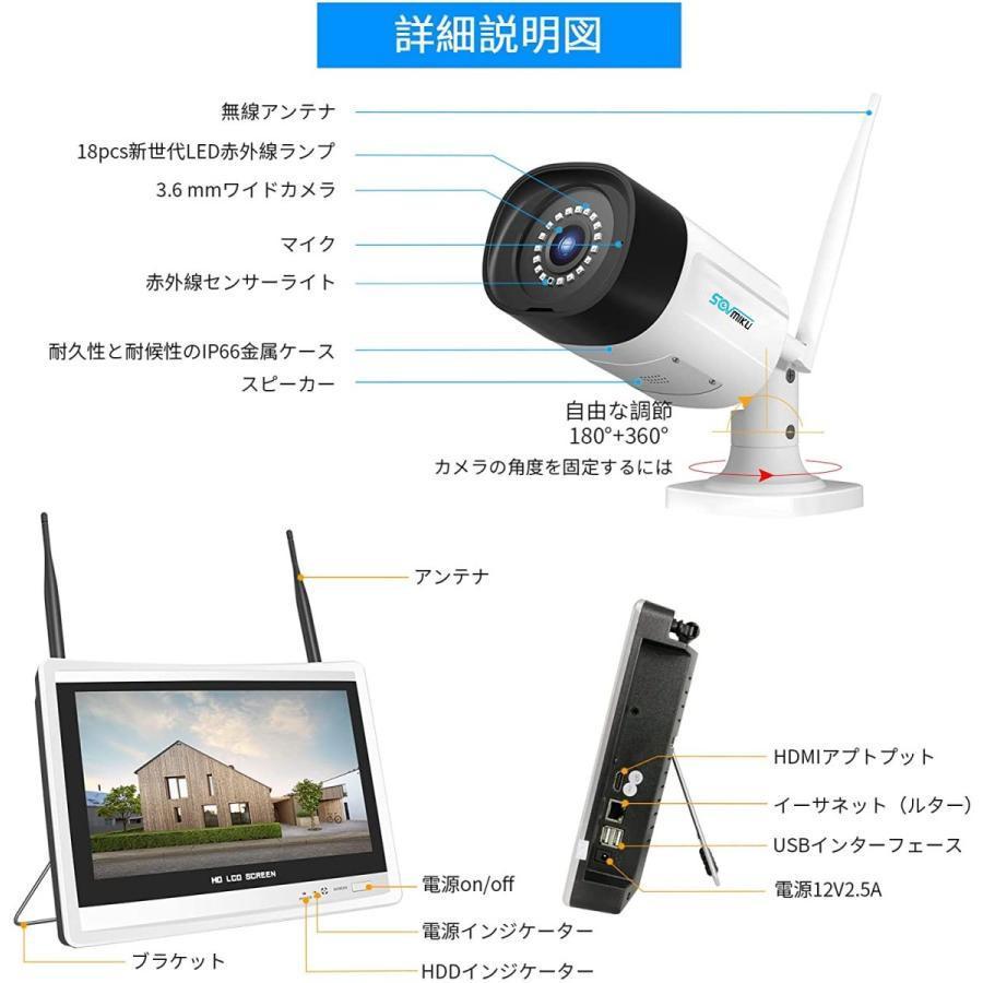 防犯カメラ 家庭用 屋外 ワイヤレス wifi 防水防塵 双方向 音声 遠隔監視 屋内 増強版 500画素 ネットワークカメラ IP66級 型番WNKIT-12V-4HB312-1T |  | 08