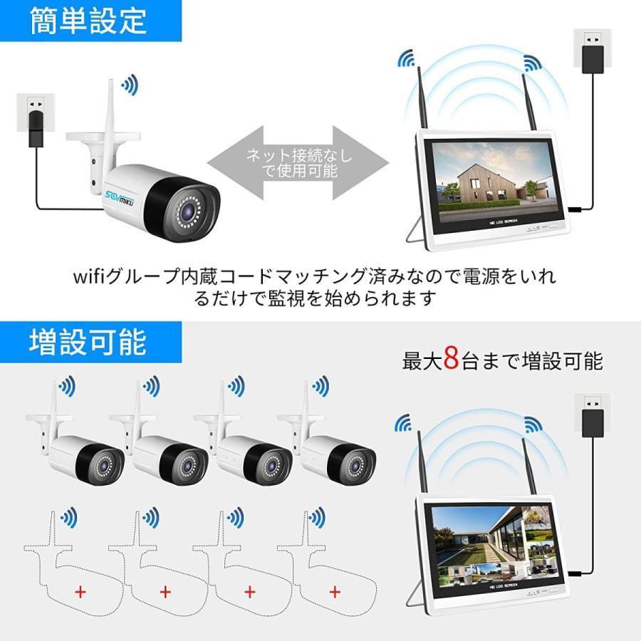 防犯カメラ 家庭用 屋外 ワイヤレス wifi 防水防塵 双方向 音声 遠隔監視 屋内 増強版 500画素 ネットワークカメラ IP66級 型番WNKIT-12V-4HB312-1T |  | 09