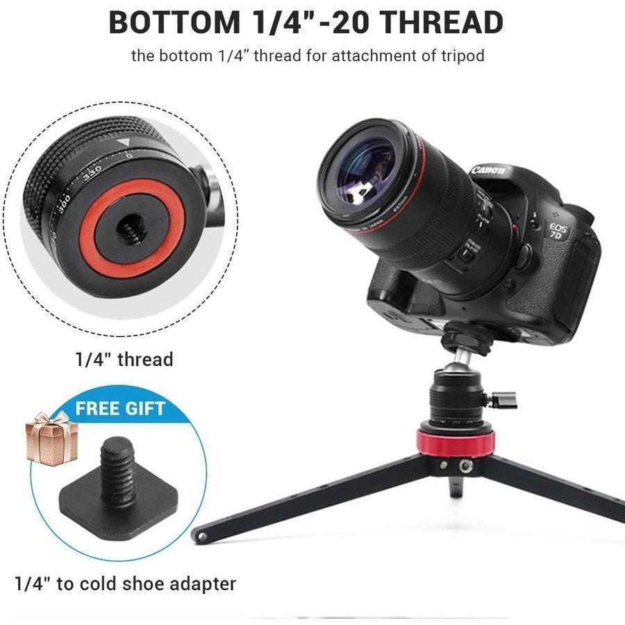 2 in 1ミニボールヘッドマウント、コールドシューマウントアダプタースイベルベース、マイクLEDライト一脚Vlog、Canon G7X Gopro、iPhone、カメラのVlog |  | 04