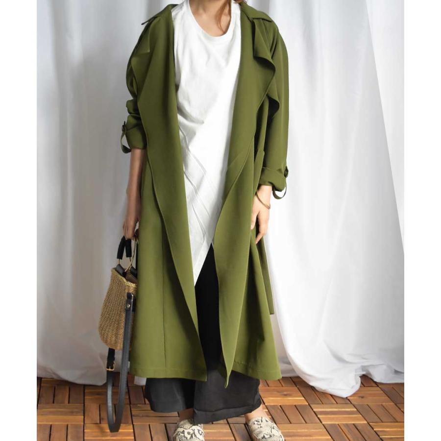 コート レディース トレンチコート とろみ素材のロング丈無地ノーボタンルーズトレンチコート とろみトレンチコート C Me Love By Argo Tokyo 通販 Yahoo ショッピング