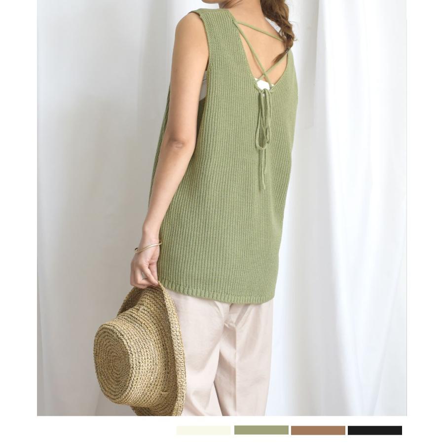 トップス ノースリーブ タンクトップ ニットタンク 夏ニット バックデザイン Argニットタンクトップ レースアップ J Me Love By Argo Tokyo 通販 Yahoo ショッピング