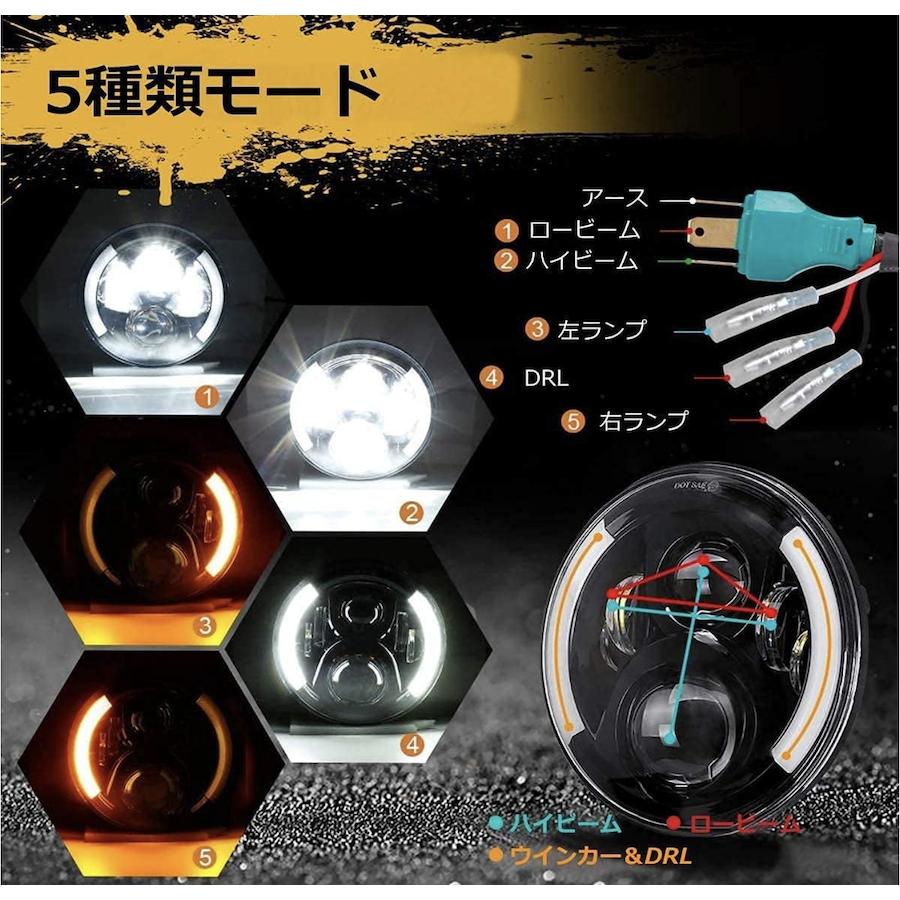 互換品 7インチ LEDヘッドライト バイク 車検対応 Hi/Lo切替