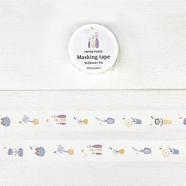 はんこどり 花と花瓶 mm マスキングテープ 花柄 パピアプラッツ 激安通販専門店 マステ 手帳 デコ 可愛い