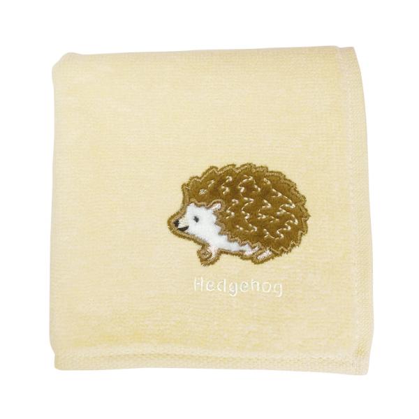 アニマル 刺繍 ハンカチ ハリネズミ / 動物 ハンドタオル 綿 ギフト