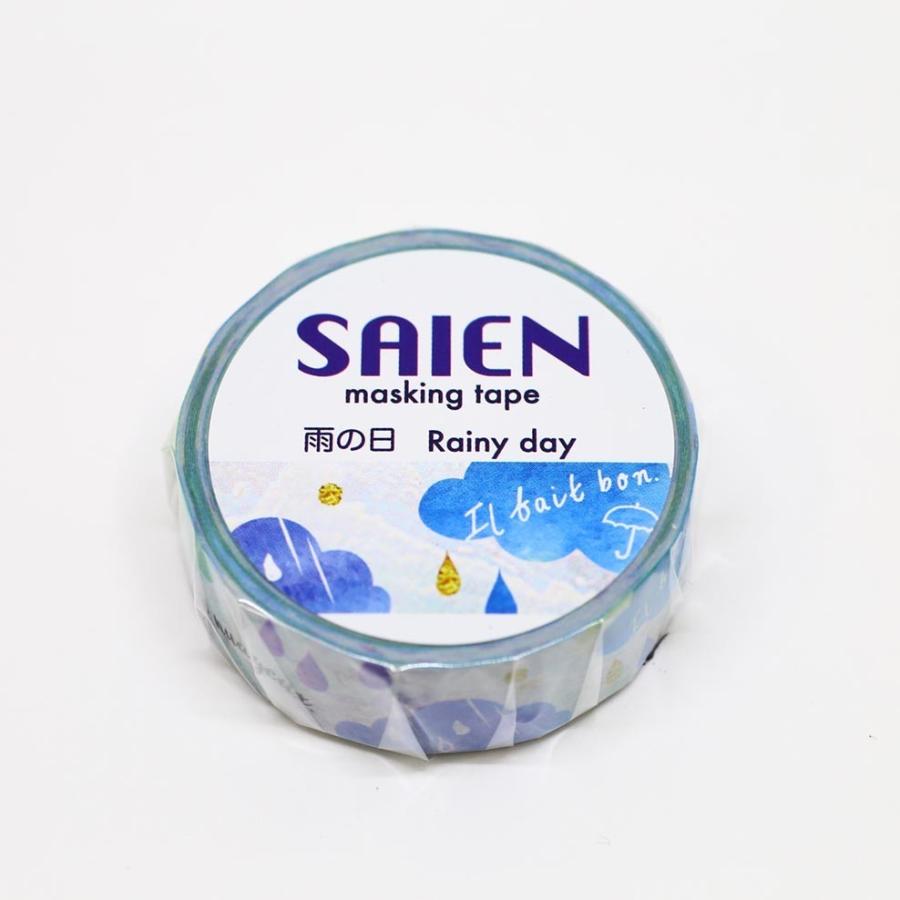 Saien 雨の日 マスキングテープ 15mm 雨 水滴 マステ 手帳 ラッピング デコレーション ありしろ雑貨店yahoo 店 通販 Yahoo ショッピング