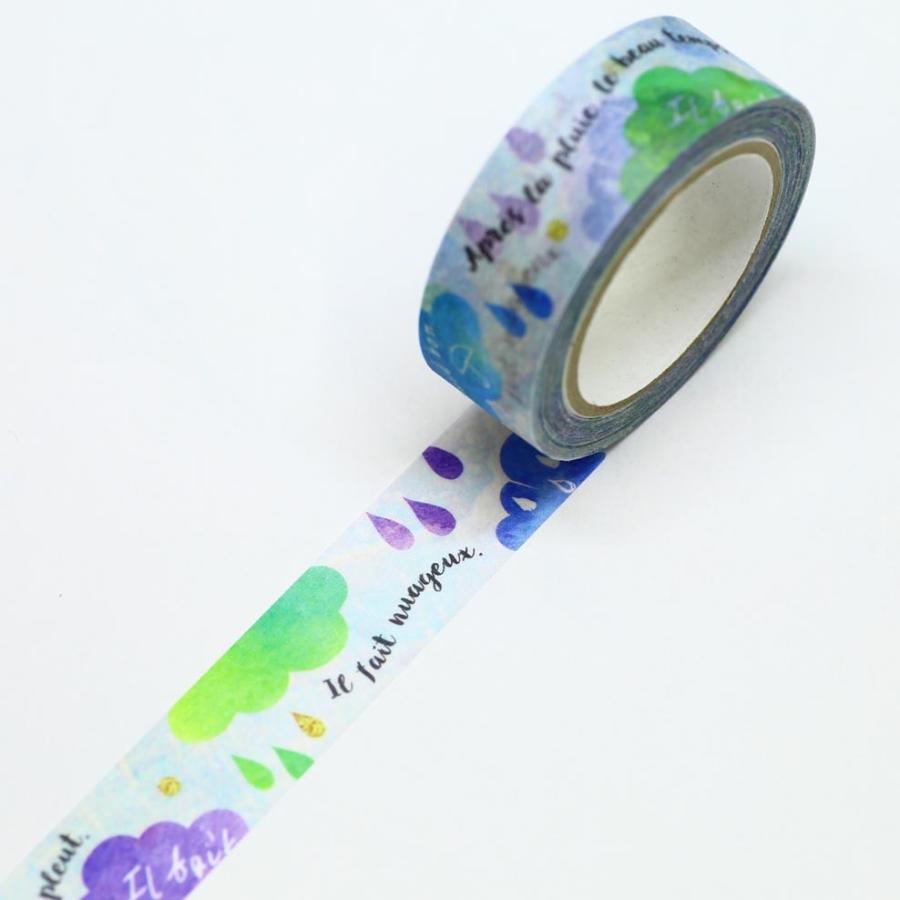 Saien 雨の日 マスキングテープ 15mm 雨 水滴 マステ 手帳 ラッピング デコレーション ありしろ雑貨店yahoo 店 通販 Yahoo ショッピング