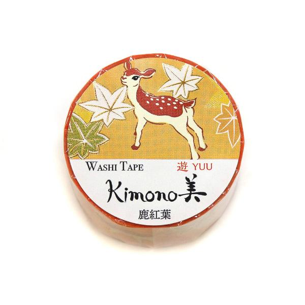 Kimono美 鹿紅葉 マスキングテープ 20mm / 鹿 シカ 和柄 友禅 Kimono美 鹿紅葉 マスキングテープ 20mm / 鹿 シカ 和柄 友禅