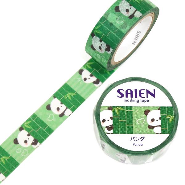 SAIEN パンダ 15mm マスキングテープ / 可愛い 動物 マステ カミイソ