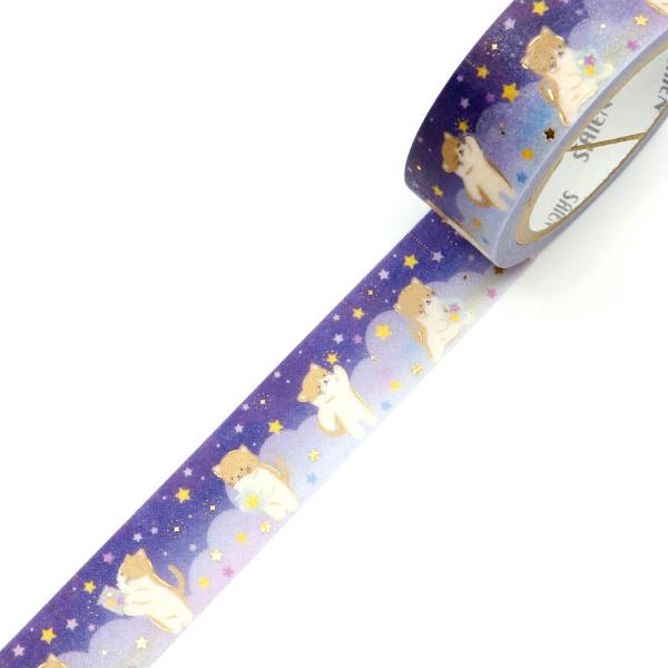 4256 小猫鬼 贝壳光 7cm×10m 海外マスキングテープ 切売 327☆ 海外 マスキングテープ マステ PET 装飾 花 贝壳光