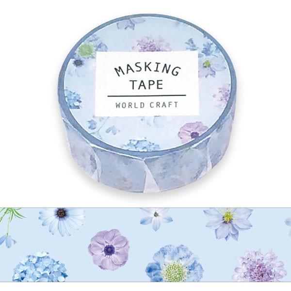 楽ギフ 包装 ワールドクラフトanniversary マスキングテープ 15mm ブルー 花柄 可愛い マステ 手帳 日記 デコ ラッピング Aynaelda Com