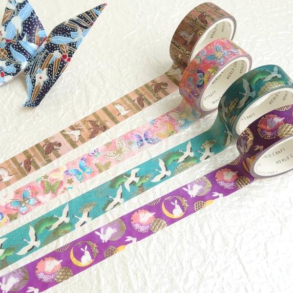 友禅マスキングテープ 15mm 雀 着物 和柄 和風 スズメ 鳥 ワールドクラフト 箔押し マステ 手帳 日記 デコ ありしろ雑貨店yahoo 店 通販 Yahoo ショッピング