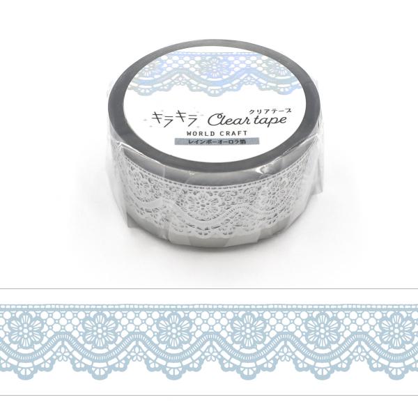 キラキラ クリアテープ Lace 20mm / レース 箔押し 透明 PET素材