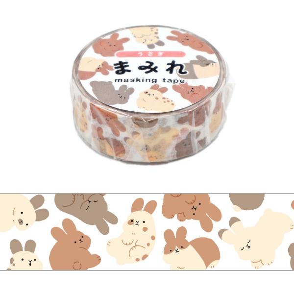 まみれ うさぎ 15mm マスキングテープ / 可愛い ウサギ マステ
