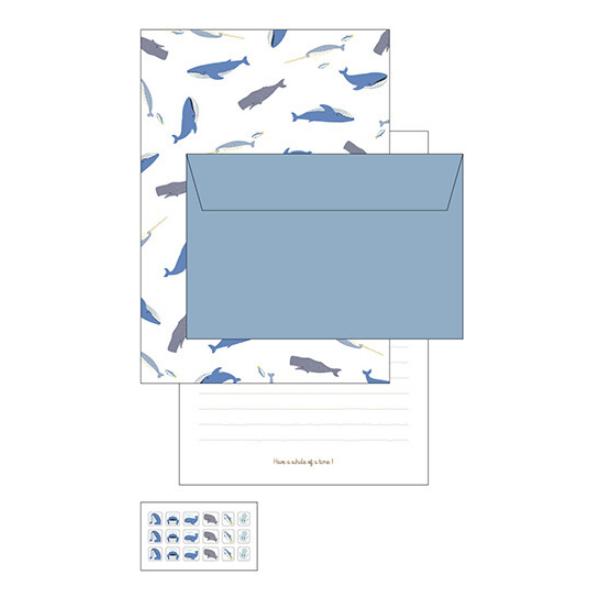 Mite レターセット クジラ / 便箋 封筒 シール付き 可愛い