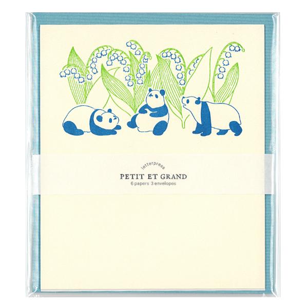 活版印刷 レターセット PETIT ET GRAND パンダ / 花 レタセ 便箋 封筒