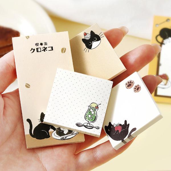 平成　メモパッド三つセット メモパッドセット MEMONO「喫茶クロネコ」8柄 280枚入 / BGM 黒猫