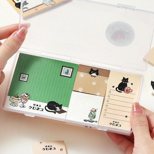 メモパッドセット MEMONO「喫茶クロネコ」8柄 280枚入 / BGM 黒猫