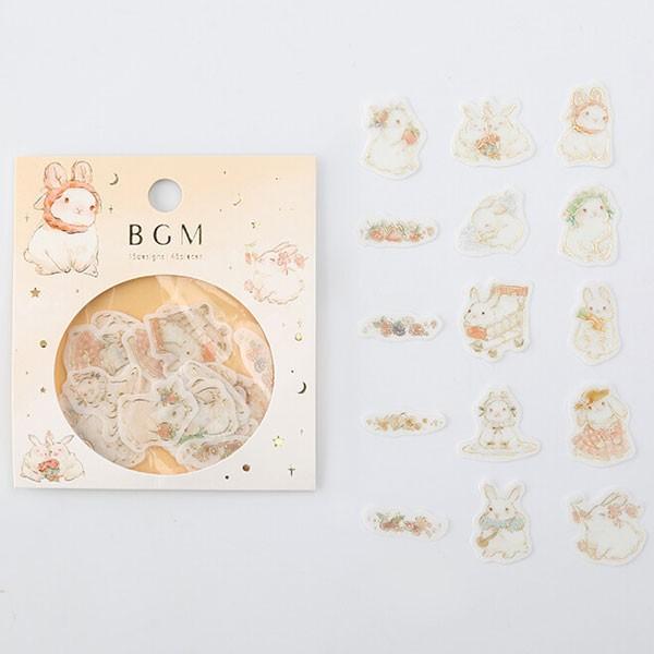 冬バーゲン Bgm フレークシール 箔押し うさぎ 45枚入 可愛い ウサギ マスキングテープ素材 金箔押し加工 Whitesforracialequity Org
