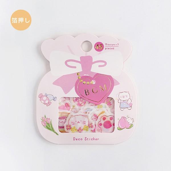 廃番 在庫限り Bgm フレークシール 箔押し ピーチ ネコ 45枚入 可愛い マステ素材 金箔押し加工 日記 手帳 デコ ありしろ雑貨店yahoo 店 通販 Yahoo ショッピング