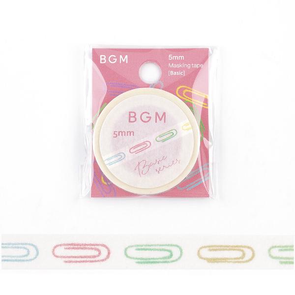 BGM 「クリップ」 5mm マスキングテープ / 文房具 細い マステ 手帳