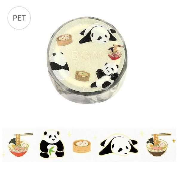 BGM クリアテープ 「パンダ中華」 20mm / 箔押し 透明 PET素材 マステ