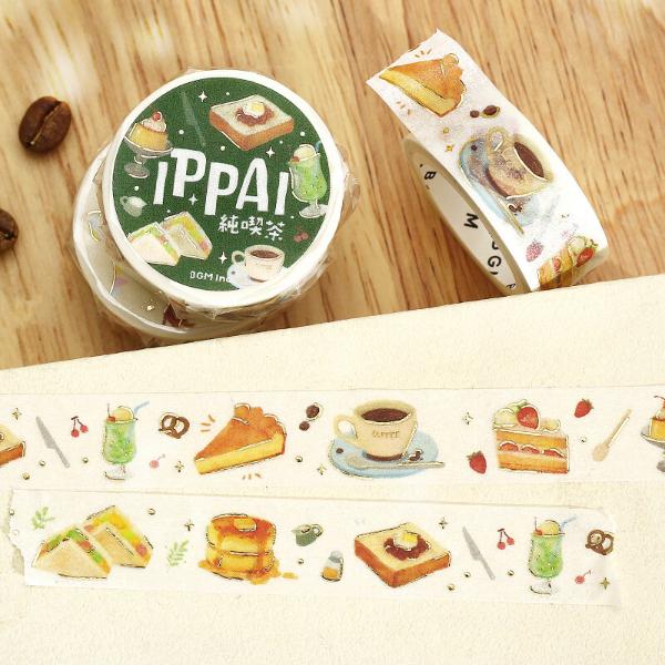 BGM 箔押し「IPPAI・純喫茶がいっぱい」15mm マスキングテープ