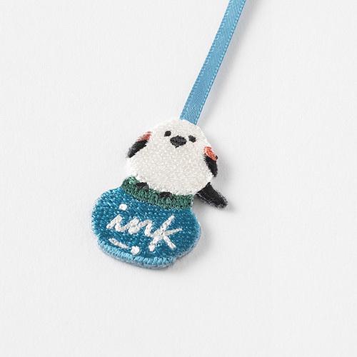 刺繍ブックマーカー シマエナガ柄 / 鳥 栞 クリップつき 栞紐 日記