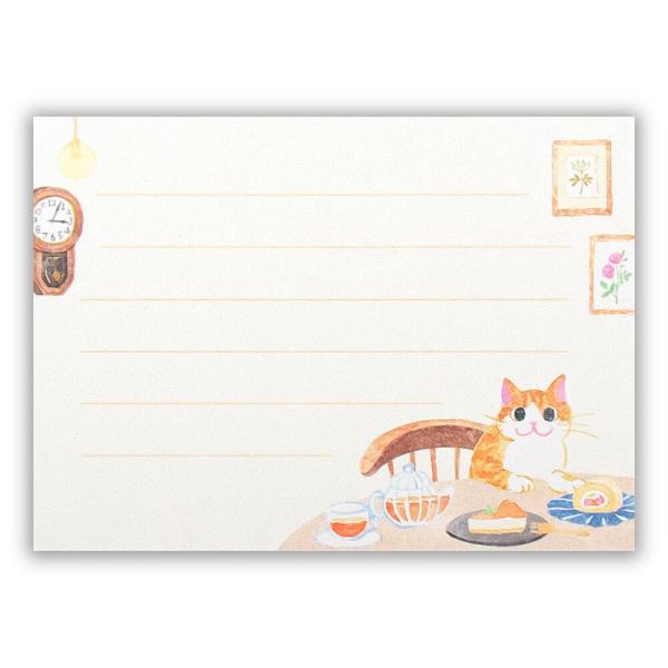 エヌビー社 ミニレターセット ねころび おやつ / 猫 ネコ ティータイム