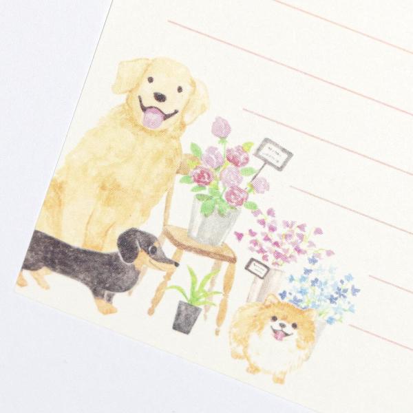 エヌビー社 ミニレターセット わんころび 洋犬 花屋 / 可愛い 犬 和紙